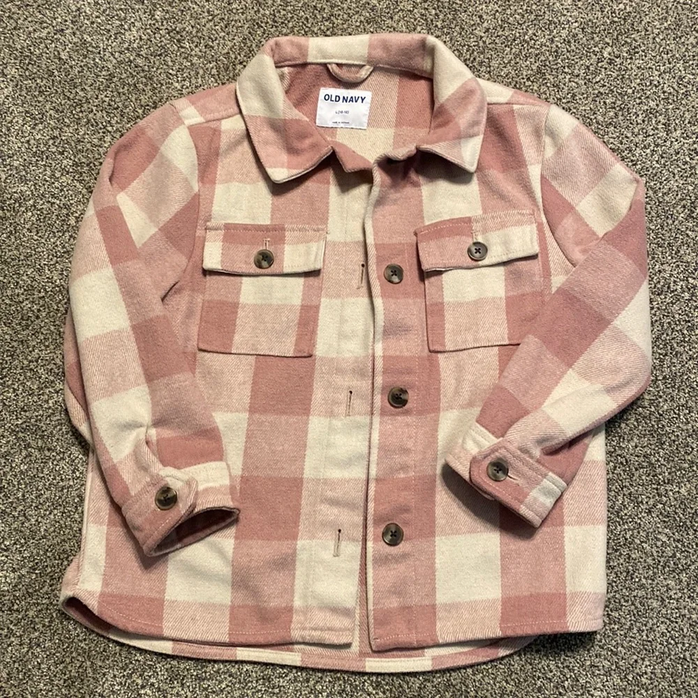 Old Navy Girls Pink Plaid Jacket L 10/12 - Picture 1 of 4